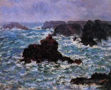 rain Canvas - BelleIle Rain Effect Claude Monet